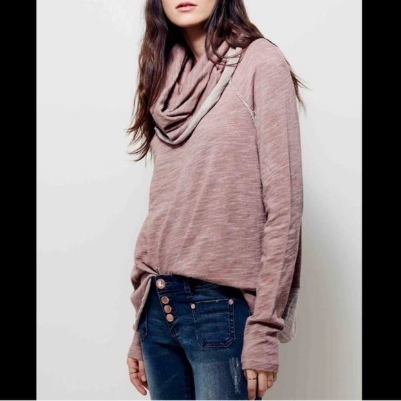 Free People Beach Pink Cocoon Cowl Neck Pullover Two Body Sweater - Picture 9 of 10